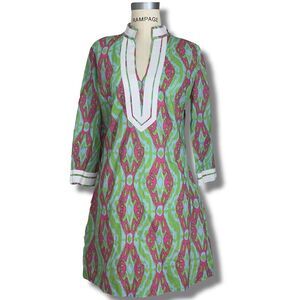 Lauren Gold Women’s Size 8 Tunic Shirt Mini Dress Multicolor 3/4 Sleeve